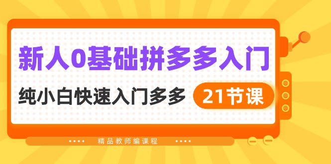 新人0基础拼多多入门，纯小白快速入门多多（21节课）-网创空间