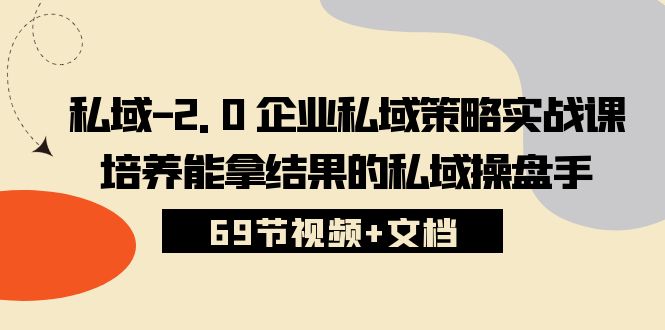 私域2.0企业私域策略实战课，培养能拿结果的私域操盘手 (69节视频+文档)-网创空间