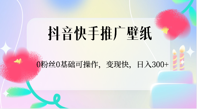 抖音快手推广壁纸，0粉丝0基础可操作，变现快，日入300+-网创空间