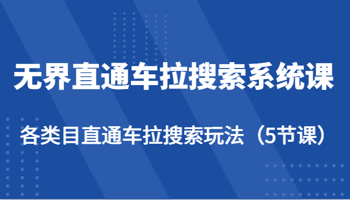 无界直通车拉搜索系统课-各类目直通车拉搜索玩法（5节课）-网创空间