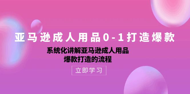 亚马逊成人用品0-1打造爆款：系统化讲解亚马逊成人用品爆款打造的流程-网创空间