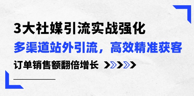 3大社媒引流实操强化，多渠道站外引流/高效精准获客/订单销售额翻倍增长-网创空间