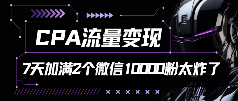 CPA流量变现，7天加满两个微信10000粉-网创空间