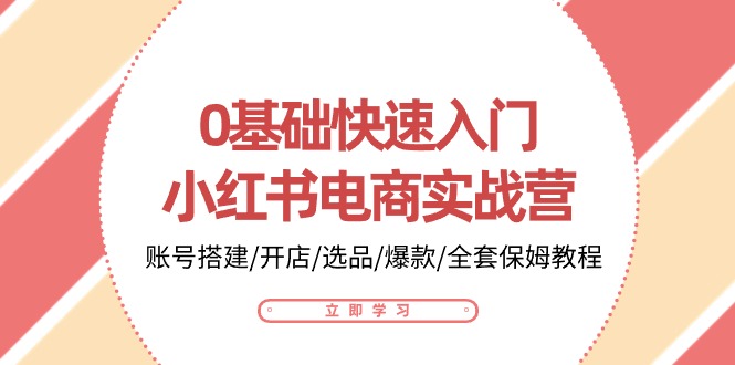 0基础快速入门小红书电商实战营：账号搭建/开店/选品/爆款/全套保姆教程-网创空间