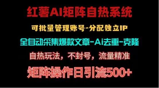 红薯矩阵自热系统，独家不死号引流玩法！矩阵操作日引流500+-网创空间