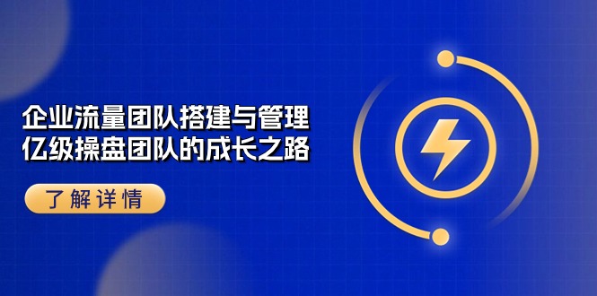 企业流量团队搭建与管理，亿级操盘团队的成长之路（28节课）-网创空间