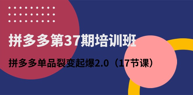 拼多多第37期培训班：拼多多单品裂变起爆2.0（17节课）-网创空间