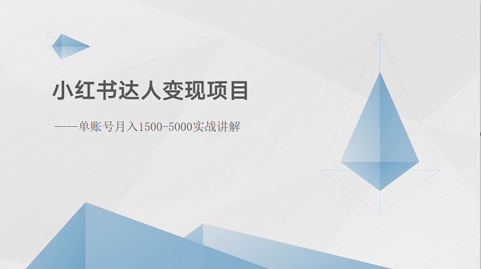 小红书达人变现项目：单账号月入1500-3000实战讲解-网创空间