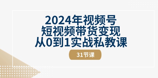 2024年视频号短视频带货变现从0到1实战私教课（30节视频课）-网创空间