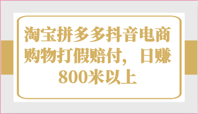 淘宝拼多多抖音电商购物打假赔付，日赚800米以上-网创空间
