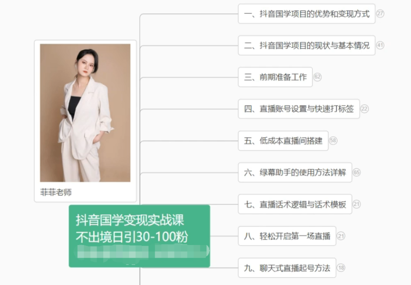 抖音国学变现项目：不出境日引30-100粉实战课程-网创空间