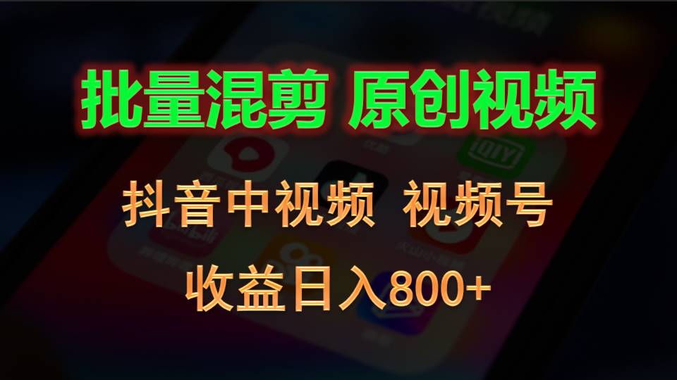批量混剪生成原创视频，抖音中视频+视频号，收益日入800+-网创空间