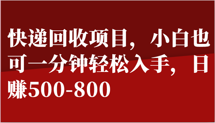 快递回收项目，小白也可一分钟轻松入手，日赚500-800-网创空间