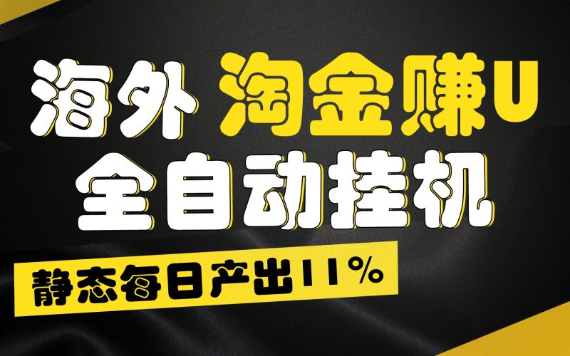 海外淘金赚U，全自动挂机，静态每日产出11%，拉新收益无上限，轻松日入1万+-网创空间