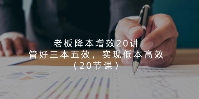 老板降本增效20讲，管好三本五效，实现低本高效（20节课）-网创空间