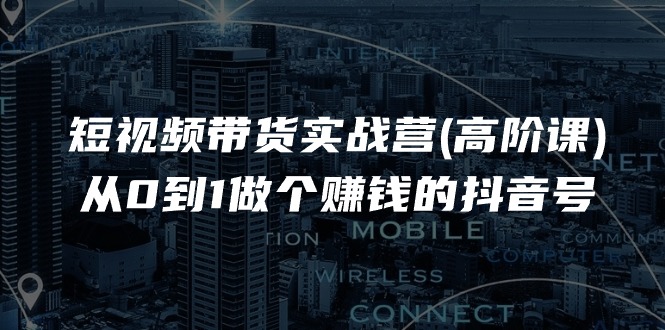 短视频带货实战营(高阶课)，从0到1做个赚钱的抖音号（17节课）-网创空间