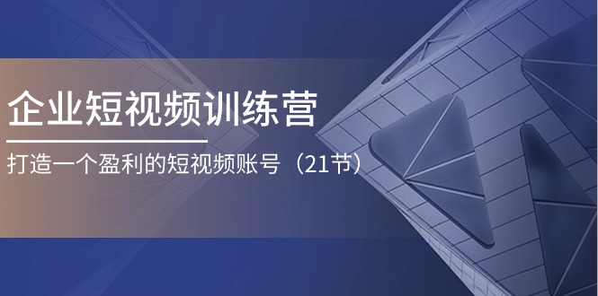 企业短视频训练营：打造一个盈利的短视频账号（21节）-网创空间