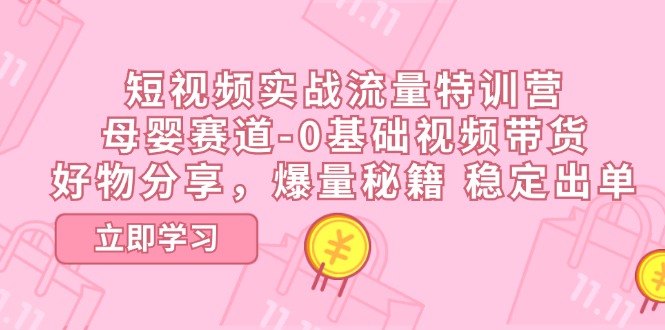 短视频实战流量特训营，母婴赛道-0基础带货，好物分享，爆量秘籍 稳定出单-网创空间