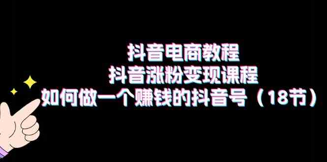 抖音电商教程：抖音涨粉变现课程：如何做一个赚钱的抖音号（18节）-网创空间