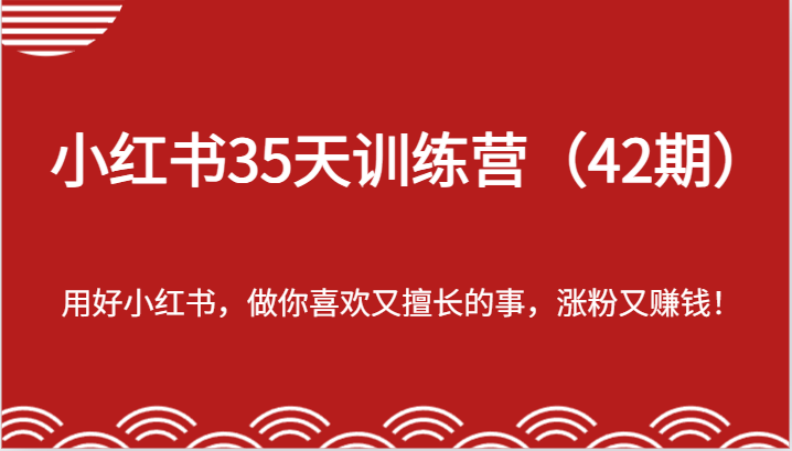 小红书35天训练营（42期）-用好小红书，做你喜欢又擅长的事，涨粉又赚钱！-网创空间