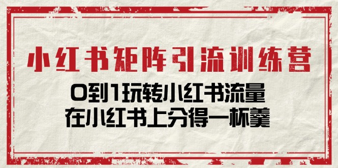 小红书矩阵引流训练营：0到1玩转小红书流量，在小红书上分得一杯羹（14节课）-网创空间
