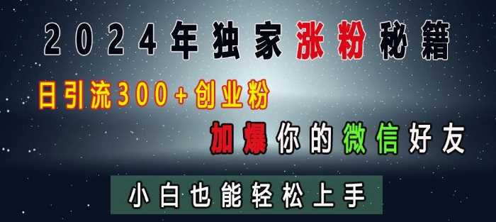 2024年独家涨粉秘籍，日引流300+创业粉，加爆你的微信好友，小白也能轻松上手-网创空间