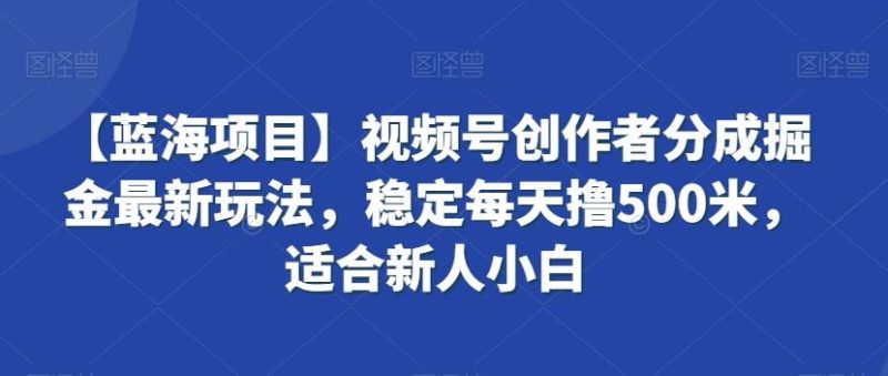 【蓝海项目】视频号创作者分成掘金最新玩法，稳定每天撸500米，适合新人小白【揭秘】-网创空间