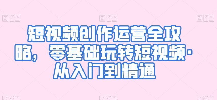 短视频创作运营全攻略，零基础玩转短视频·从入门到精通-网创空间