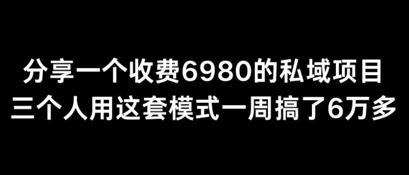 分享一个外面卖6980的私域项目三个人用这套模式一周搞了6万多【揭秘】-网创空间