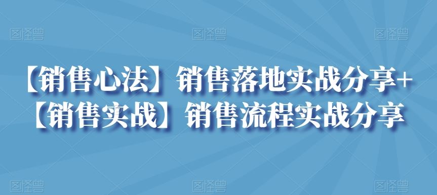 【销售心法】销售落地实战分享+【销售实战】销售流程实战分享-网创空间