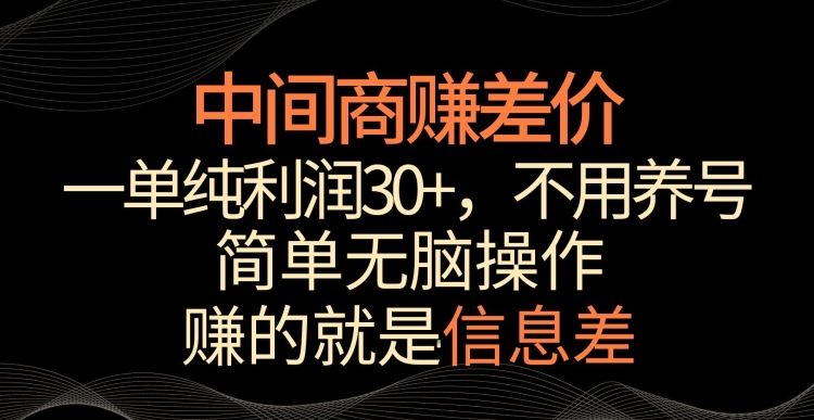 中间商赚差价，一单纯利润30+，简单无脑操作，赚的就是信息差，轻轻松松日入1000+【揭秘】-网创空间