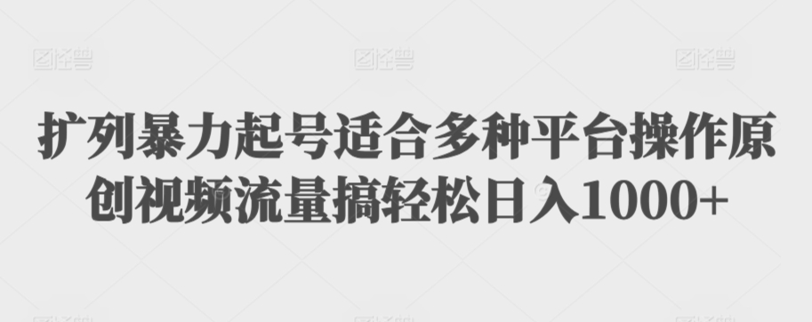 扩列暴力起号适合多种平台操作原创视频流量搞轻松日入1000+-网创空间