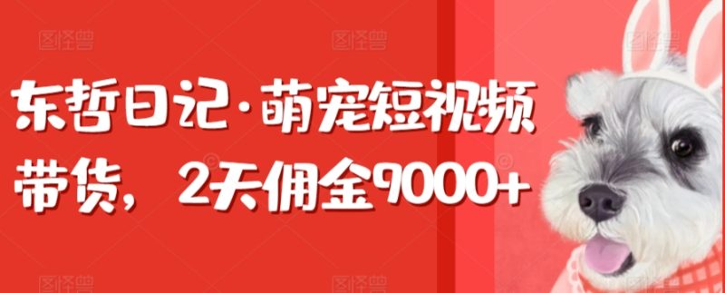 东哲日记·萌宠短视频带货，2天佣金9000+-网创空间