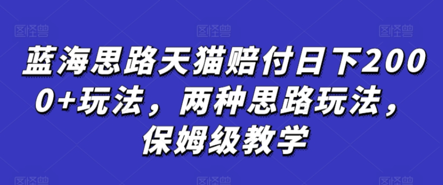 蓝海思路天猫赔付日下2000+玩法，两种思路玩法，保姆级教学【仅揭秘】-网创空间