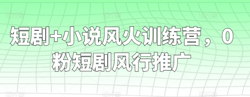 短剧+小说风火训练营，0粉短剧风行推广-网创空间