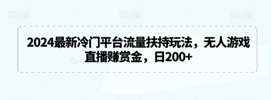 2024最新冷门平台流量扶持玩法，无人游戏直播赚赏金，日200+-网创空间