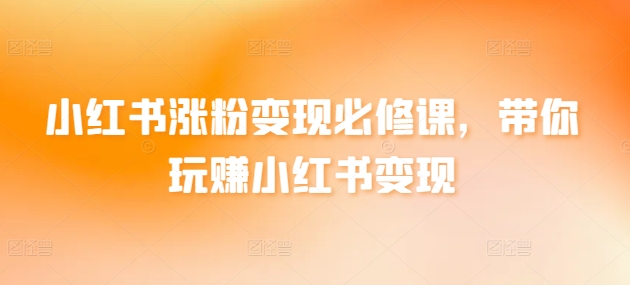 小红书涨粉变现必修课，带你玩赚小红书变现-网创空间