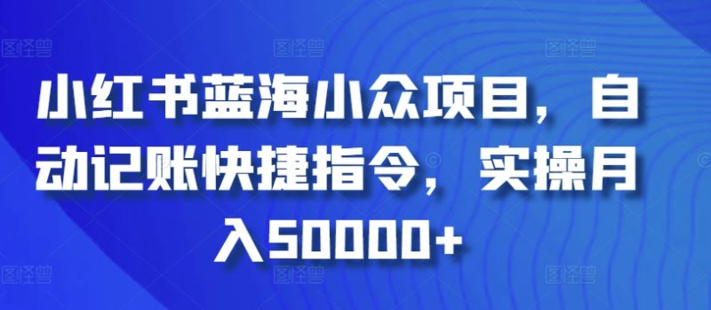 小红书蓝海小众项目，自动记账快捷指令，实操月入50000+-网创空间