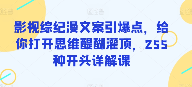 影视综纪漫文案引爆点，给你打开思维醍醐灌顶，255种开头详解课-网创空间