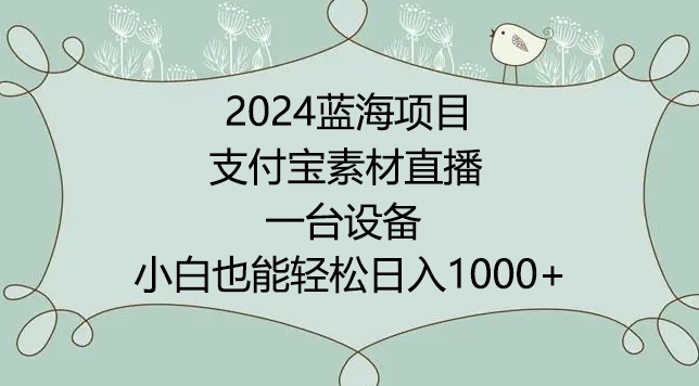 2024年蓝海项目，支付宝素材直播，无需出境，小白也能日入1000+ ，实操教程-网创空间