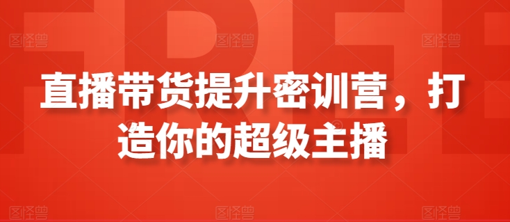 直播带货提升密训营，打造你的超级主播-网创空间