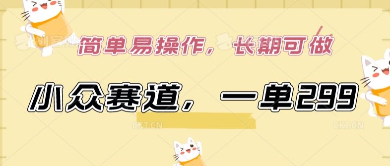 小众赛道，一单299.简单易操作，长期可做-网创空间