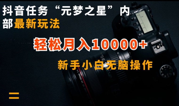 抖音任务“元梦之星”内部最新玩法，新手小白无脑操作，轻松月入10000+-网创空间