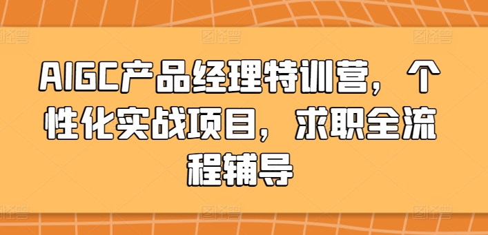 AIGC产品经理特训营，个性化实战项目，求职全流程辅导-网创空间