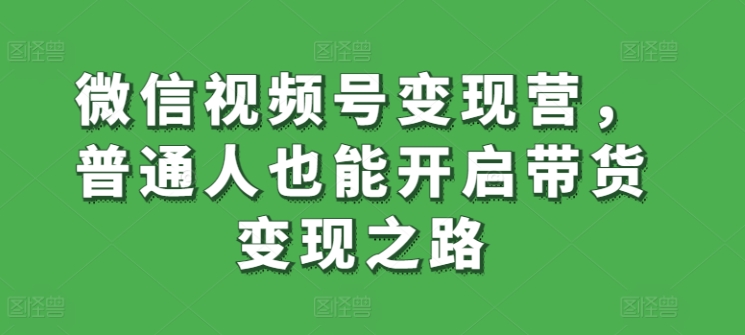 微信视频号变现营，普通人也能开启带货变现之路-网创空间