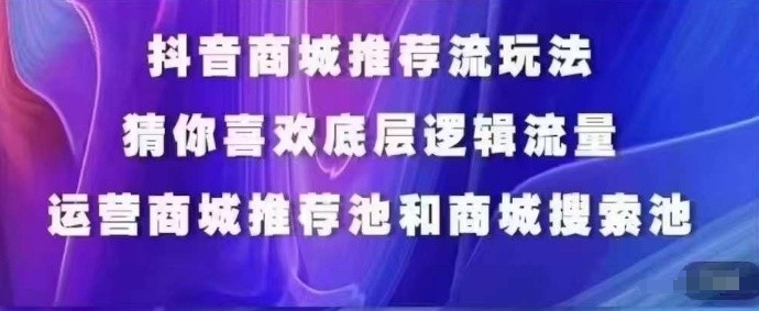 抖音商城运营课程，猜你喜欢入池商城搜索商城推荐人群标签覆盖-网创空间