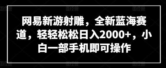 网易新游射雕，全新蓝海赛道，轻轻松松日入2000+，小白一部手机即可操作-网创空间