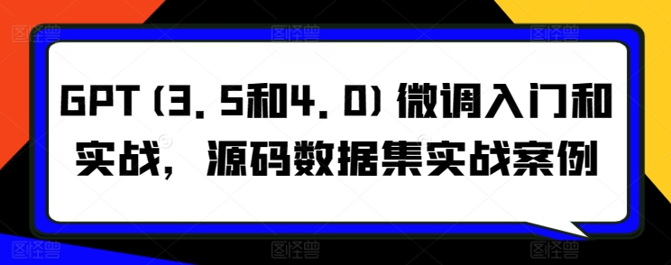 GPT(3.5和4.0)微调入门和实战，源码数据集实战案例-网创空间