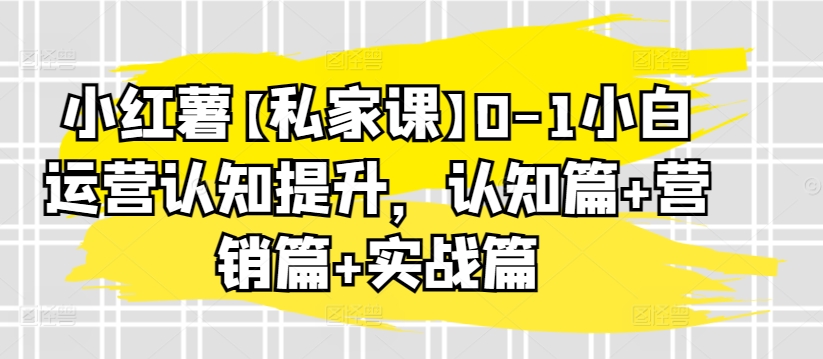 小红薯【私家课】0-1小白运营认知提升，认知篇+营销篇+实战篇-网创空间