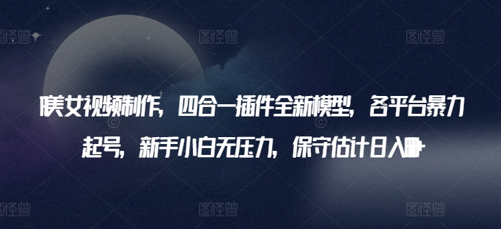 AI美女视频制作，四合一插件全新模型，各平台暴力起号，新手小白无压力，保守估计日入600+-网创空间